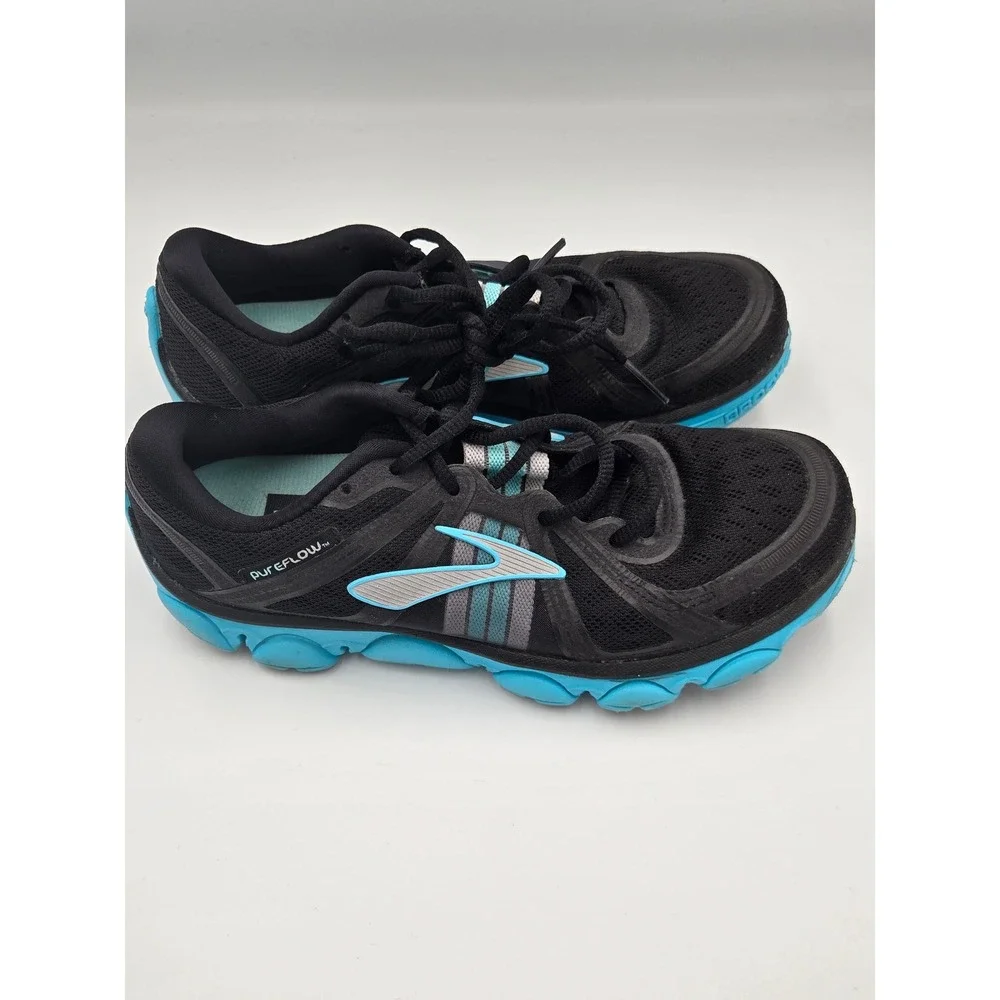 Brooks‎ PureFlow Womens Size 7B Running Shoes Black Blue 1201011B022